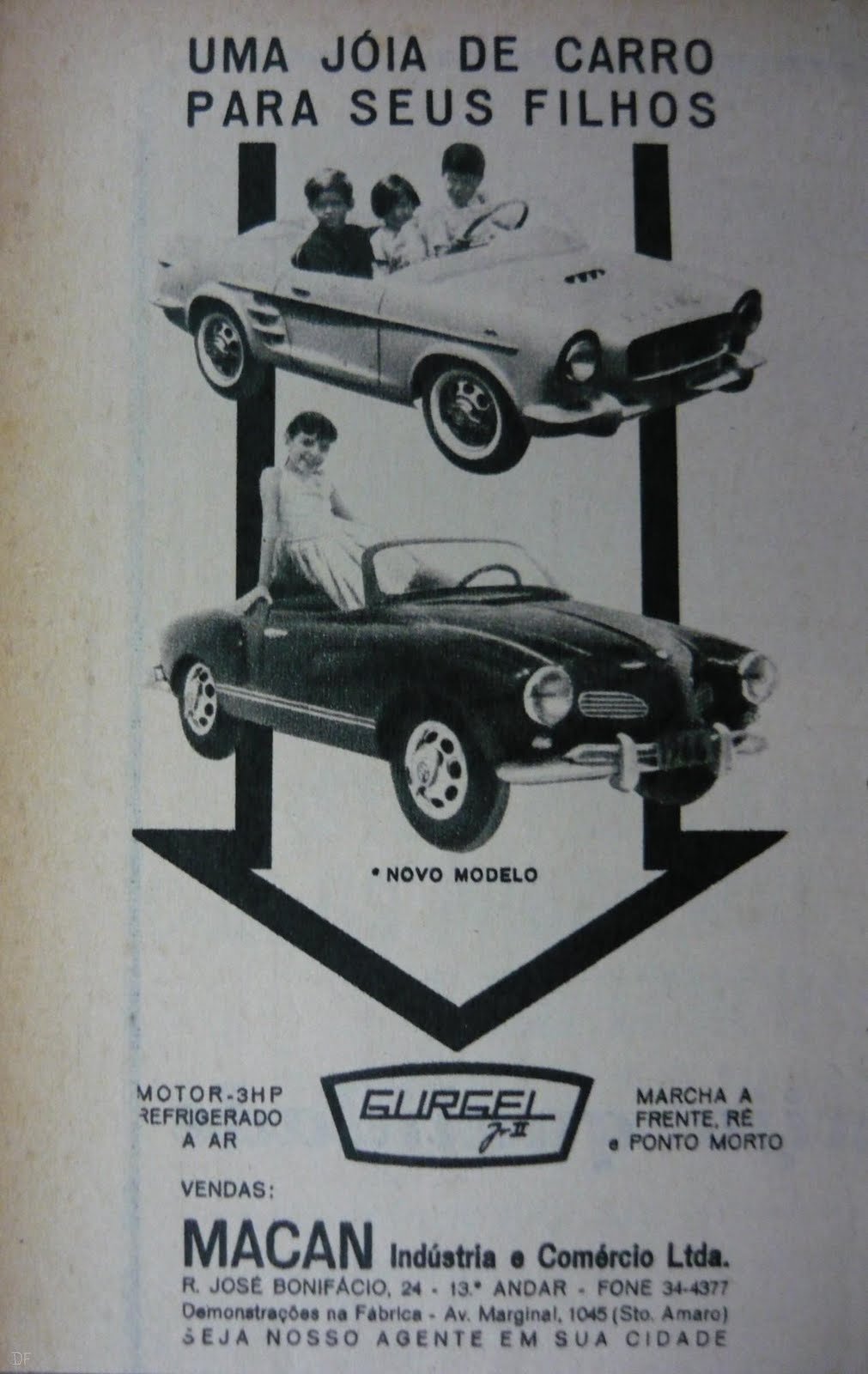 Anúncio na revista 4 Rodas de Dezembro de 1965, edição 65, página 122 / Fonte: http://fuscaclassic.blogspot.com.br/2011/11/vw-o-pequeno-karmann-ghia-gurgelii.html