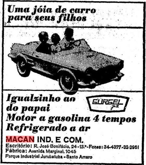 Macan Gurgel Jr. II anunciado no Jornal Estado de São Paulo de 08/07/1965 - Fonte: Acervo Digital do Jornal O Estado de SP - http://acervo.estadao.com.br/pagina/#!/19650708-27674-nac-0010-999-10-not/busca/MACAN